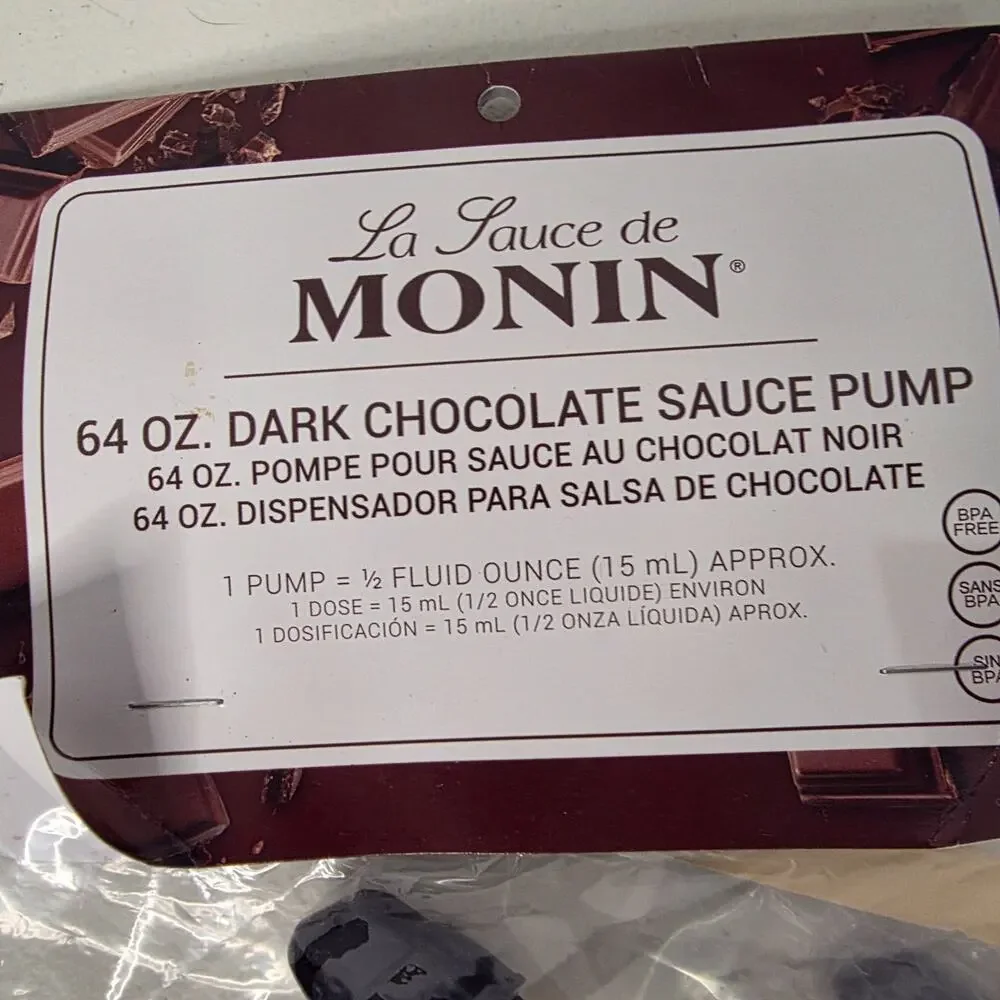 Monin 64 Oz Dark Chocolate Sauce Pump 15mL Dispenser BPA Free New Lot 6